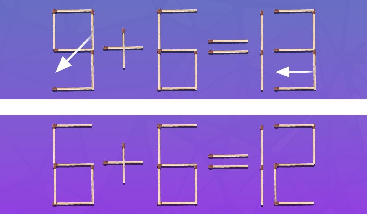 Úkol pro génie: aby byla rovnost správná, musíte přetáhnout 2 zápalky.