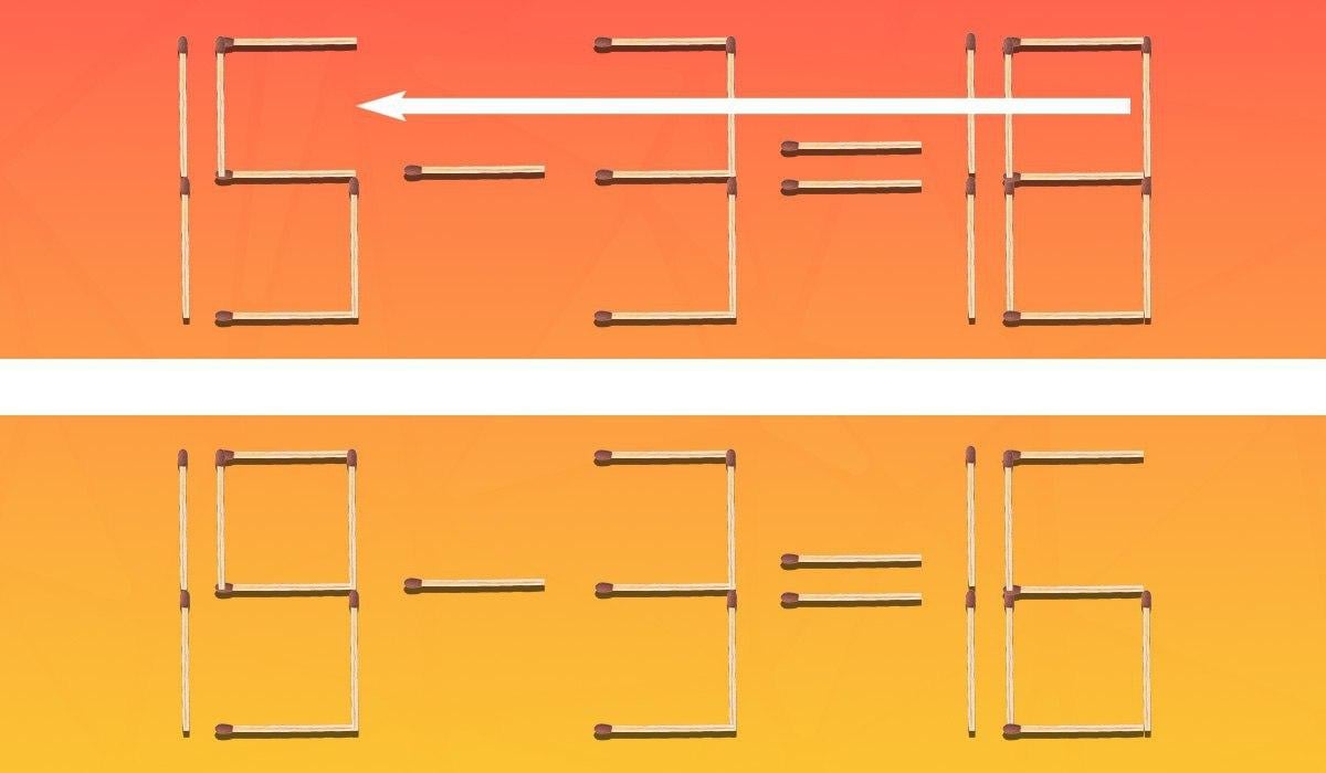 Aby byla rovnost správná, musíte přesunout pouze 1 shodu: problém pro génie